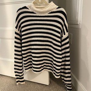 SANCTUARY Stripe Mock Turtleneck Sweater